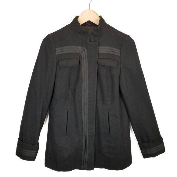 A/X Armani Exchange Women's Black Wool Blend Zip Front Jacket Blazer Size Small - Picture 1 of 9